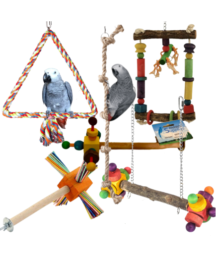 6 x Value Parrot Toy Pack Perfect For African Greys etc